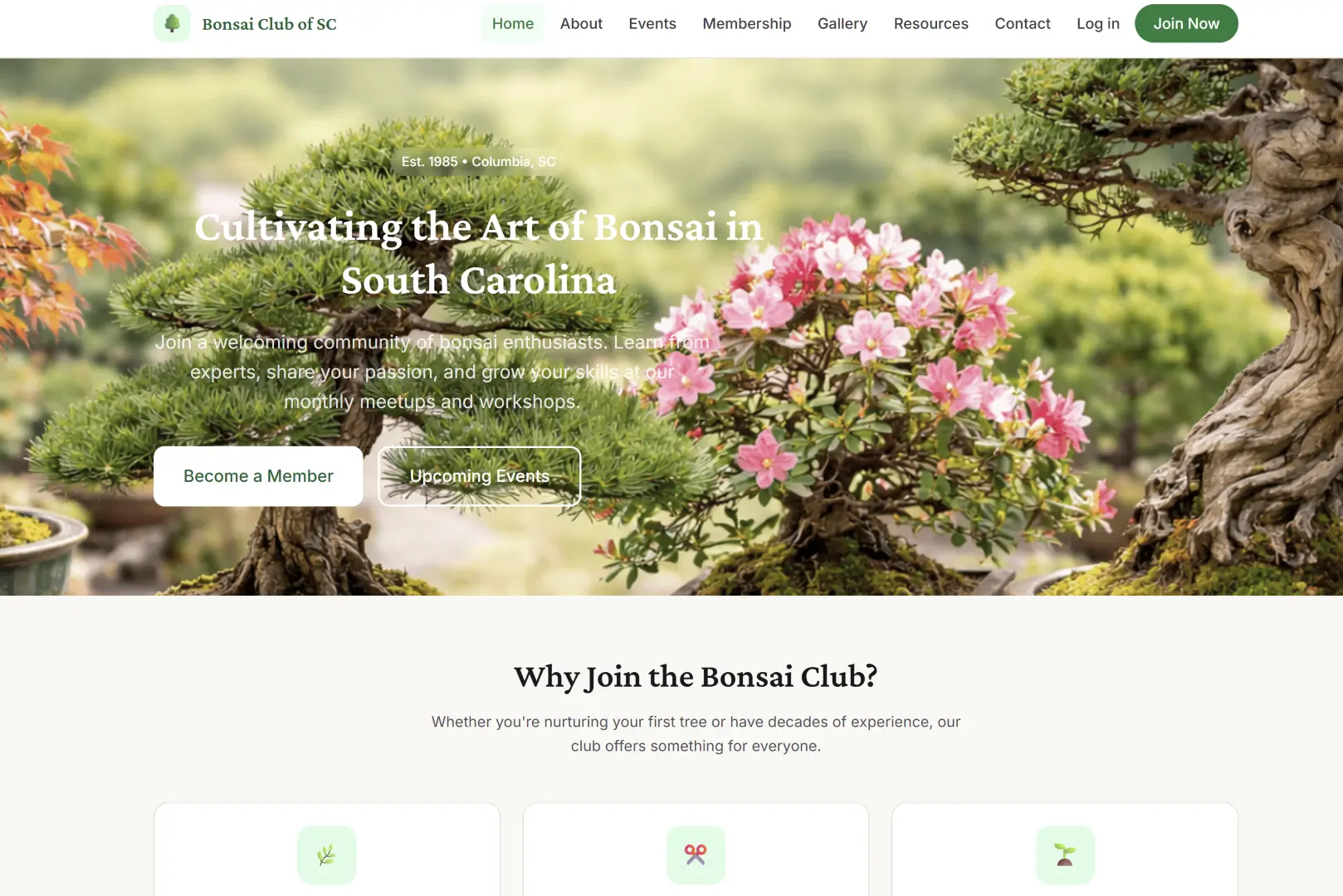 Bonsai Club of SC — site preview