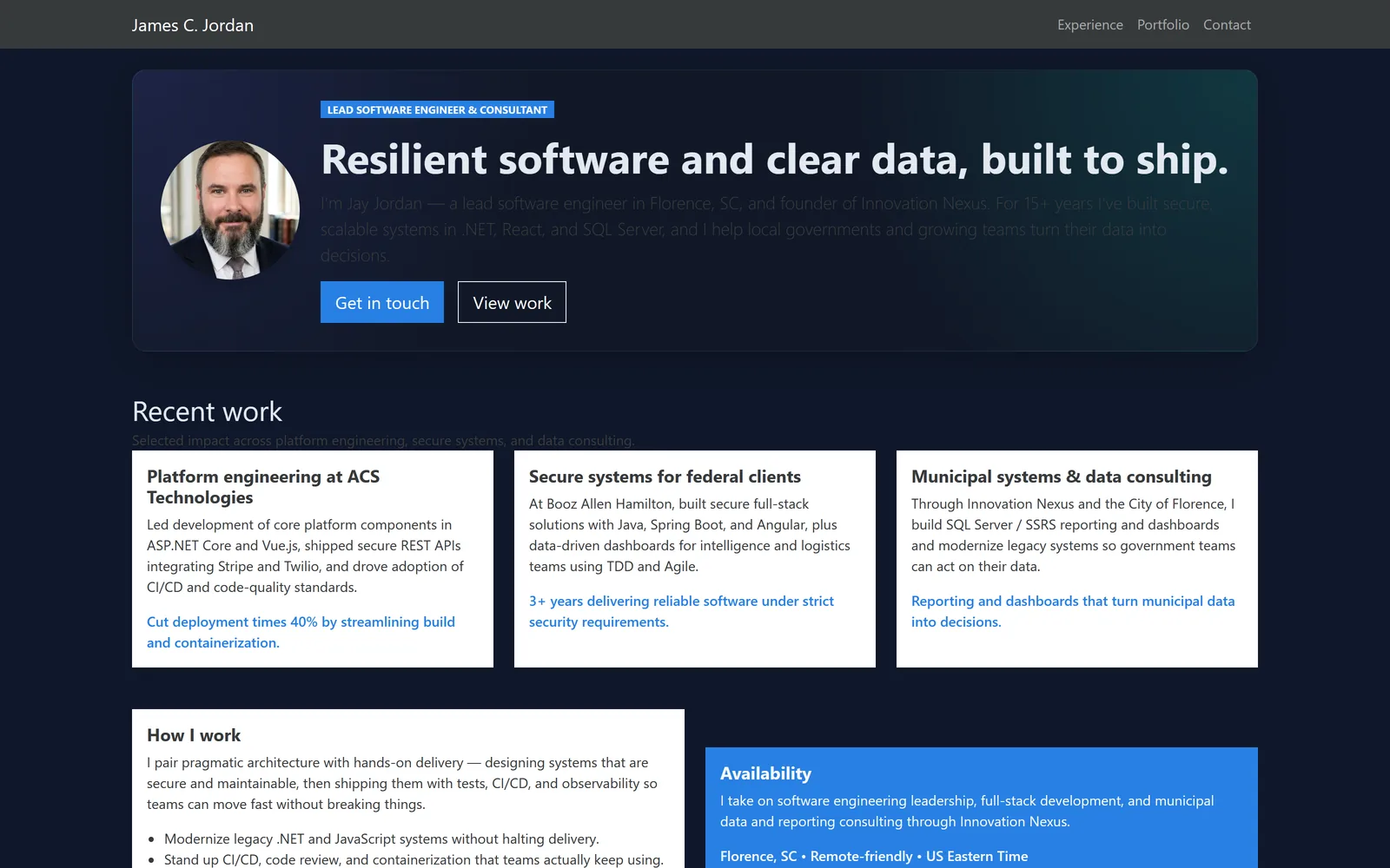 James C Jordan — site preview