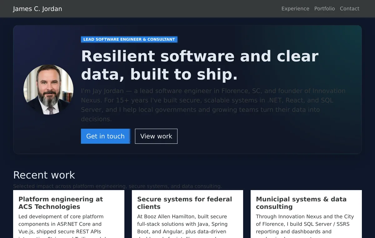 James C Jordan — site preview
