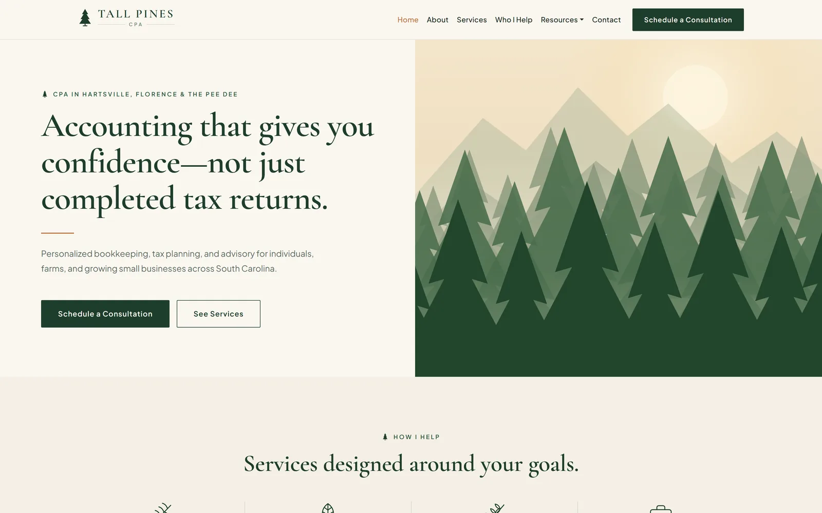Tall Pines CPA — site preview
